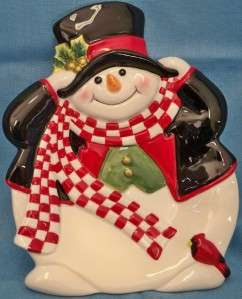 Fitz & Floyd Holly Jolly Snowman Canape Plate Serving Dish Decor Wall 