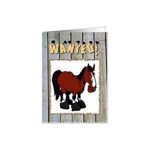 wanted poster horse invitation Card