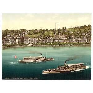  Promenade,cathedral,Two steamers,Lucerne,Switzerland