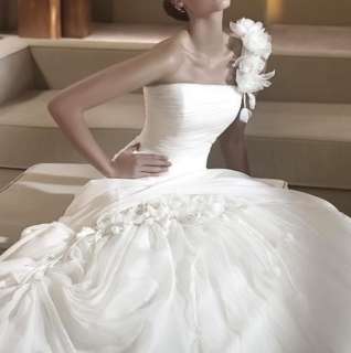 Beauty White Organza One Shoulder Watteau Lace up A Line Wedding Dress 