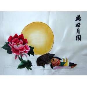  Chinese Hunan Silk Embroidery Flower Bird 