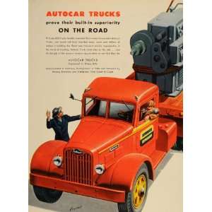  1947 Ad Red Autocar Truck Semi Flatbed Ardmore Campbell 