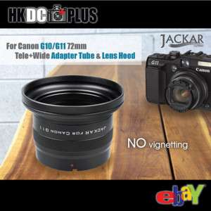 For Canon G12 G11 58mm Adapter Tube+72mm Lens Hood+CAP  