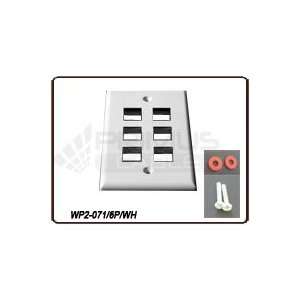  6 Port Wall Plate, 2.3/4(W) x 4.1/2 (H)  WHITE