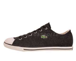 Lacoste L27 4 SRM Textile Canvas Black Grey Gingham Casual Shoes 