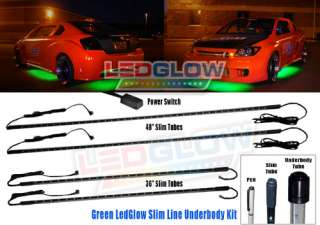 Green LED Under Car Neon Light Kit w. 4 Tubes, 126 LEDs  