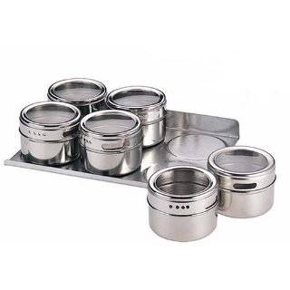  Stainless Steel Magnetic Spice Jar Set of 6 with Rack 