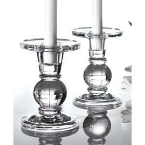  Set of 2 Glass Candle Holders by Moda   5 inches