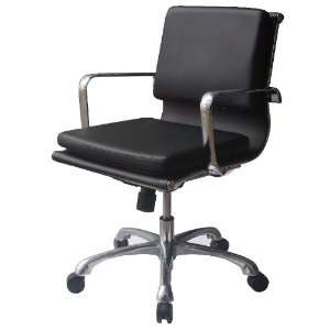  Hendrix Group Mid Back Chair in Black Leather by Woodstock 