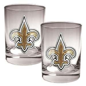  Orleans Saints NFL 2pc Rocks Glass Set   Primary logo 