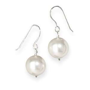  White Glass Pearl Bead Earrings on French Wire Jewelry