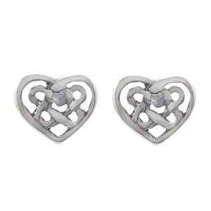  Sterling Silver Celtic Knot Heart Post Earrings Jewelry