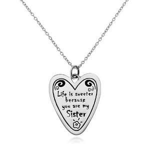   sister Heart Pendant Necklace 18, Gift for sister Fashion Jewelry