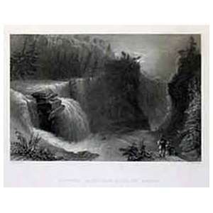   1839 Engraving of Trenton Falls, View Down the Ravine