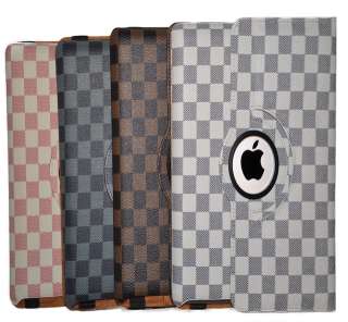 iPad 2 Smart Rotating 360 Degree Polyurethane Stylish Checker Leather 