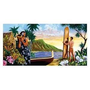 Hawaii Poster Surfing In Paradise 12 inch by 18 inch  