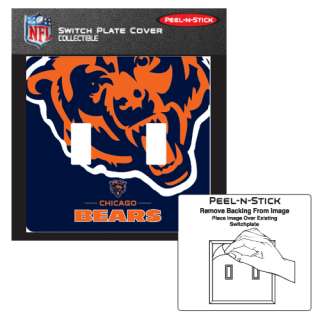 CHICAGO BEARS PEEL N STICK DOUBLE SWITCH PLATE COVER  