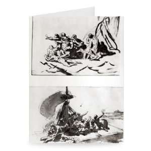  Two sketches for The Raft of the Medusa,   Greeting Card 