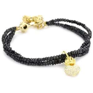  Queen Baby 3 Strand Black Spinel Bracelet with 18K Vermeil 