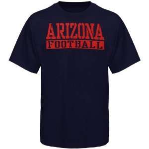  Arizona Wildcats Navy Blue Stencil Football T shirt 