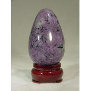 AAA Grade 2 3/4 Siberian Charoite Stone Egg Lapidary with cherry wood 