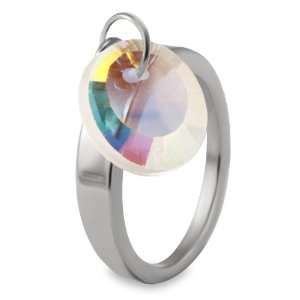  Stainless Steel Womens Band with Multi Color Charm   Size 