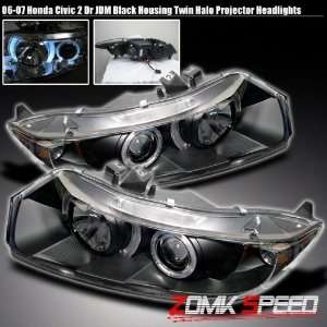  06 07 Honda Civic 2Dr Black Halo Projector Headlights 
