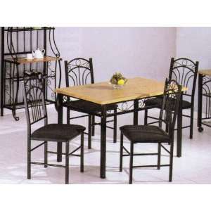  5pc Dining Table & Chairs Set Black Finish