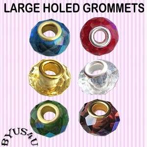 RONDELLE WITH METAL GROMMET LARGE HOLE BEADS 32 FACETS  