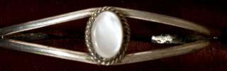 Vintage Sterling Silver Mother of Pearl Cuff Bracelet  