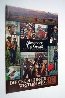 DEE CEE Western Wear Joe Alexander rodeo 1978 print Ad  
