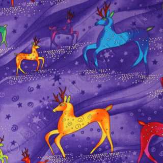 Laurel Burch Holiday Celebrations Reindeer Purple By Yd  