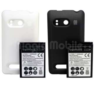   Extended Battery With Black White Cover For HTC EVO 4G Sprint  