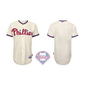  Phillies Authentic MLB Jerseys Blank Cream Cool Base Jersey 