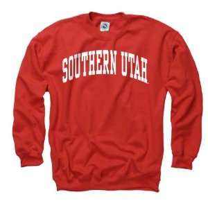  Southern Utah Thunderbirds Red Arch Crewneck Sweatshirt 