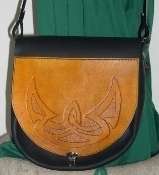 Large Leather Handbag Celtic Crescent Moon Wicca Pagan  