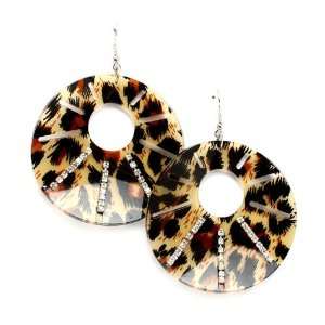    Designer Inspired Crystal Cheetah Animal Print Hoops Jewelry
