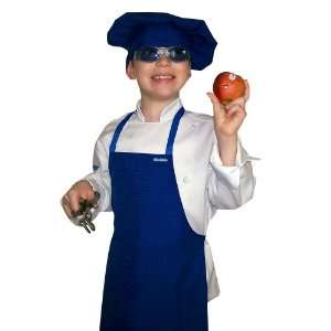  CHEFSKIN Navy Blue set Apron + Hat Chef Costume Small Fits 