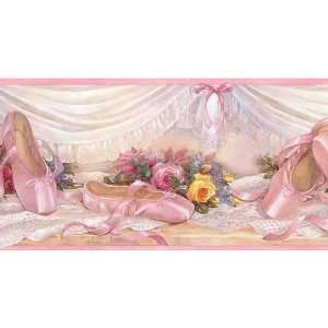  Pink Ballet Slippers Wallpaper Border