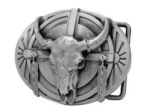 Native American Ceremonial Indian Buffalo Skull Belt Buckle  