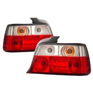  92 98 BMW 3 Series E36 Sedan Red/Clear LED Tail Lights 