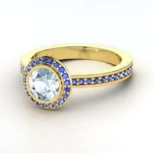  Roxanne Ring, Round Aquamarine 14K Yellow Gold Ring with 