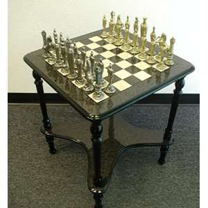  Renaissance Chessmen on Square Glossy Gray Burlwood Chess 