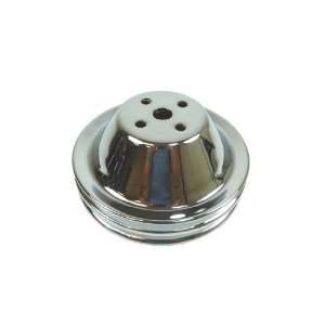   Chevy Small Block Chrome Steel Water Pump Pulley   Short (2 Groove