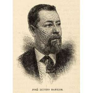 1888 Wood Engraving Justo Jose Rufino Barrios Present Guatemala 