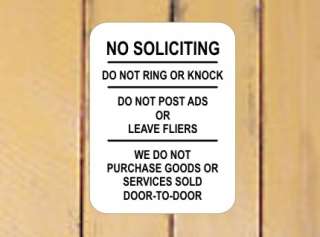 No Soliciting Sign Many Colors 7x5.2 Inch   