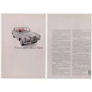  1968 Rolls Royce Silver Shadow Personal 2 Page Print Ad 