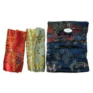 Chinese brocade fabric ring holder   set of 3 assorted colors  
