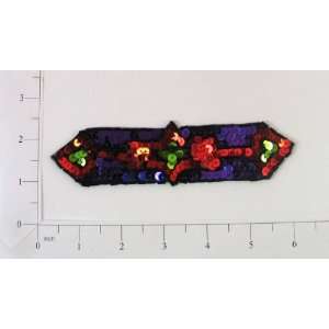 Chinook Pointed Strip Applique   Purple, Red 