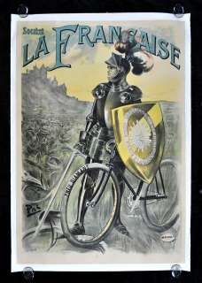 SOCIETE LA FRANCAISE * BICYCLE BIKE DIAMANT TIRE KNIGHT FRENCH POSTER 